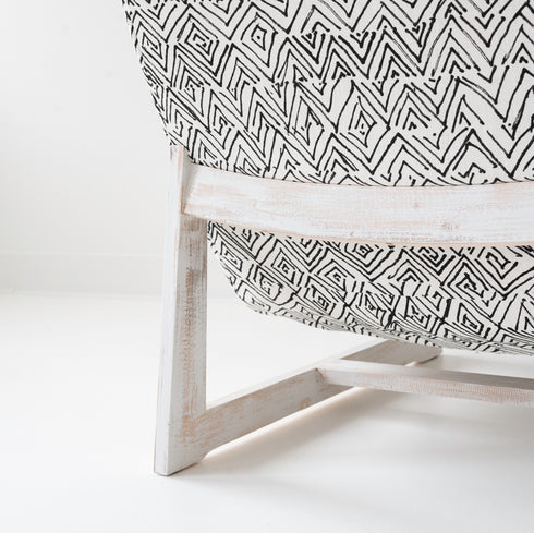 Jayney Carbon black and white Romeo Chair KR Furniture Collection. Super comfortable oversized and armless accent chairs in linen fabric for modern casual home decor with cherry wood frame, bleached white