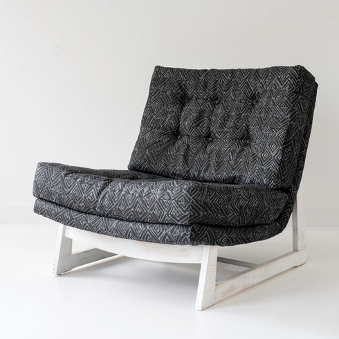 Black Jayney Reverse Carbon black Romeo Chair KR Furniture Collection. Super comfortable oversized and armless accent chairs in linen fabric for modern casual home decor with cherry wood frame, bleached white by Kerri Rosenthal