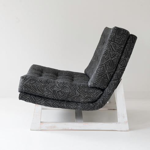 Black Jayney Reverse Carbon black Romeo Chair KR Furniture Collection. Super comfortable oversized and armless accent chairs in linen fabric for modern casual home decor with cherry wood frame, bleached white by Kerri Rosenthal