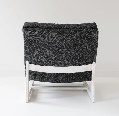 Black Jayney Reverse Carbon black Romeo Chair KR Furniture Collection. Super comfortable oversized and armless accent chairs in linen fabric for modern casual home decor with cherry wood frame, bleached white by Kerri Rosenthal