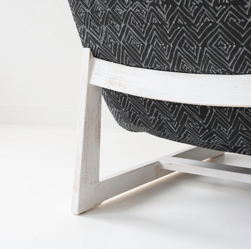 Black Jayney Reverse Carbon black Romeo Chair KR Furniture Collection. Super comfortable oversized and armless accent chairs in linen fabric for modern casual home decor with cherry wood frame, bleached white by Kerri Rosenthal