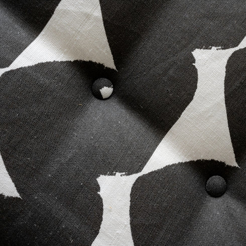 Black white Love Always black white Romeo Chair KR Furniture Collection. Super comfortable oversized and armless accent chairs in linen fabric for modern casual home decor with cherry wood frame, bleached white by Kerri Rosenthal