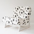 Black white Splat Oversized Armless Romeo Accent Chair in linen fabric for modern casual home decor by Kerri Rosenthal