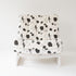 Black white Splat Oversized Armless Romeo Accent Chair in linen fabric for modern casual home decor by Kerri Rosenthal
