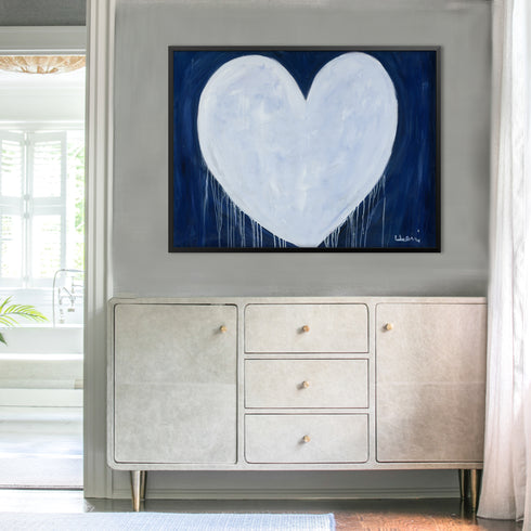 Shape Of My Heart indigo blue art print by Kerri Rosenthal - Unique artwork for living room wall decor