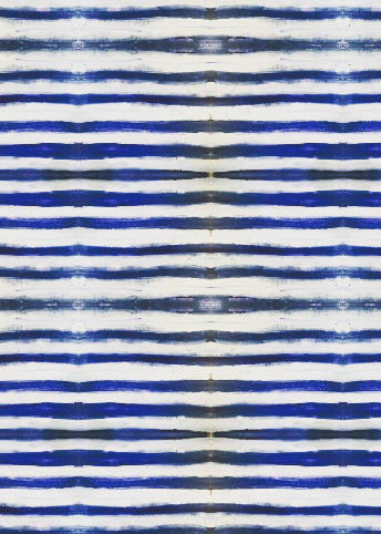 Ships Ahoy Indigo blue white stripe cotton and oyster linen fabric - Kerri Rosenthal