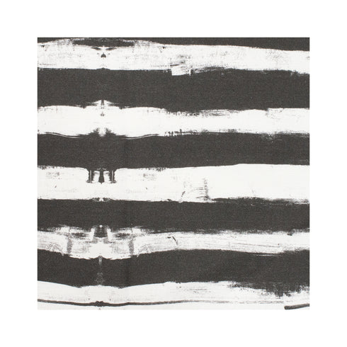 Ships Ahoy Carbon black white stripe cotton and oyster linen fabric - Kerri Rosenthal