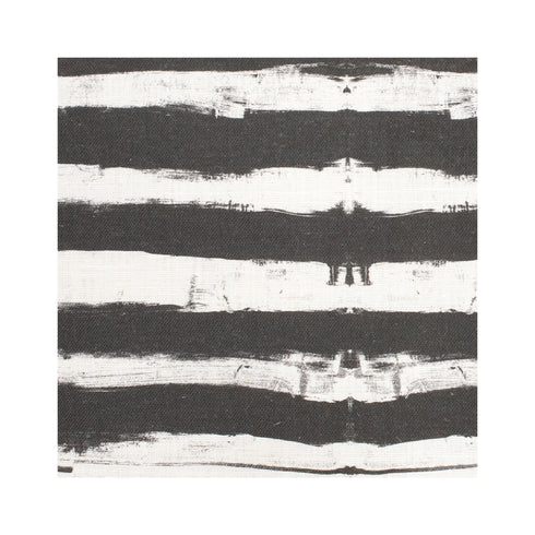 Ships Ahoy Carbon black white stripe cotton and oyster linen fabric - Kerri Rosenthal