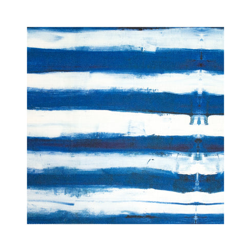 Ships Ahoy Indigo blue white stripe cotton and oyster linen fabric - Kerri Rosenthal