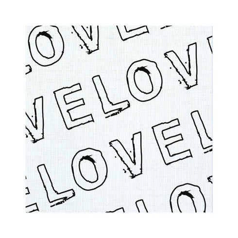 Sketch in Love black white cotton and oyster linen fabric - Kerri Rosenthal