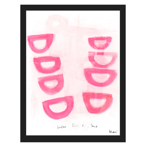 Smiles From My Heart pink art print by Kerri Rosenthal - Unique artwork for living room wall decor