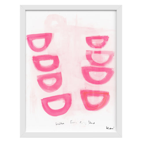 Smiles From My Heart pink art print by Kerri Rosenthal - Unique artwork for living room wall decor