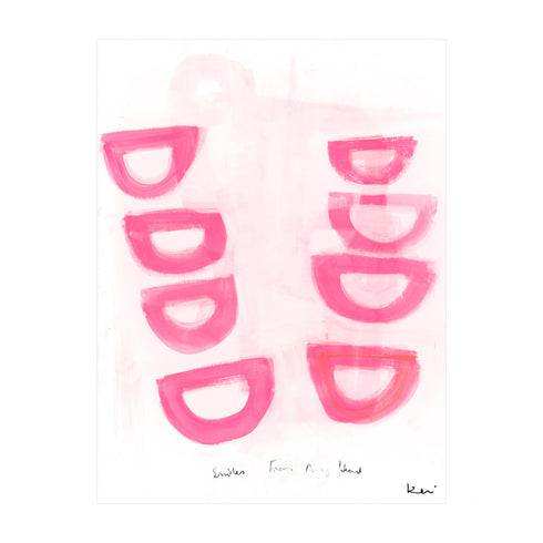 Smiles From My Heart pink art print by Kerri Rosenthal - Unique artwork for living room wall decor