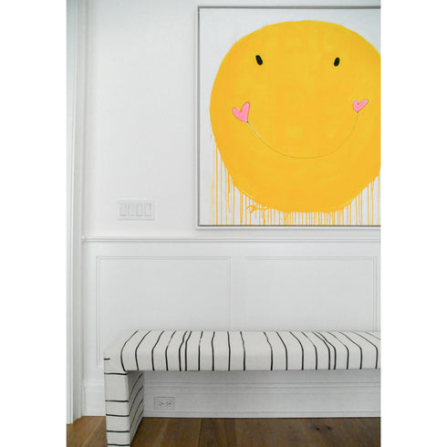 Yellow Smiley art print by Kerri Rosenthal - Unique artwork for living room wall decor
