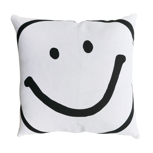 White carbon black Mr. Smiley Reverse cute decorative throw pillows by Kerri Rosenthal