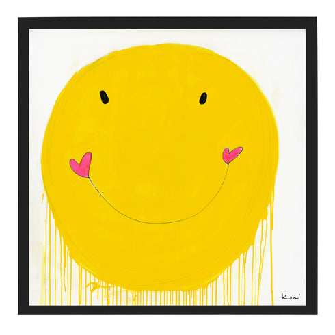 Yellow Smiley art print by Kerri Rosenthal - Unique artwork for living room wall decor