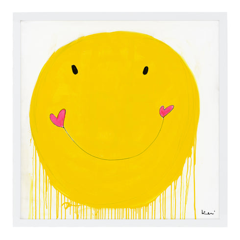 Yellow Smiley art print by Kerri Rosenthal - Unique artwork for living room wall decor
