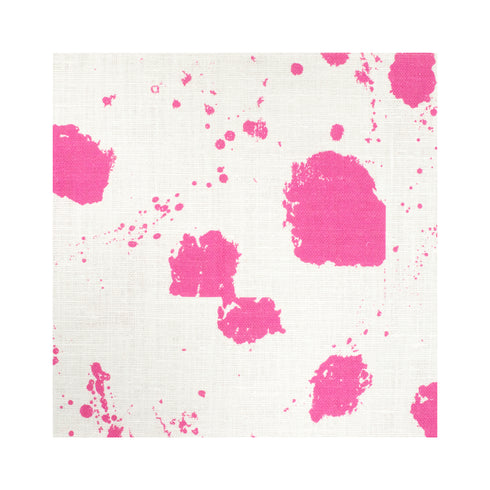 Splat pop pink white cotton and oyster linen fabric - Kerri Rosenthal