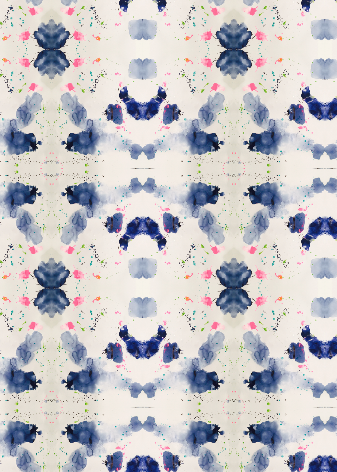 Splat KR multi cotton and oyster linen fabric - Kerri Rosenthal
