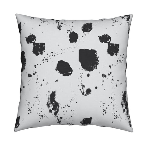 Splat Carbon black white cotton and oyster linen fabric - Kerri Rosenthal