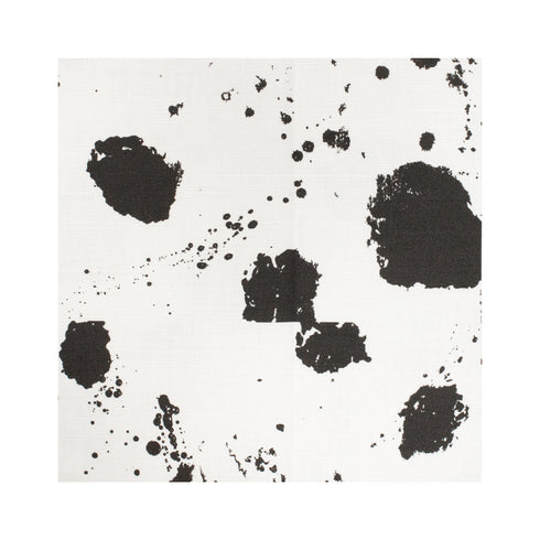 Splat Carbon black white cotton and oyster linen fabric - Kerri Rosenthal