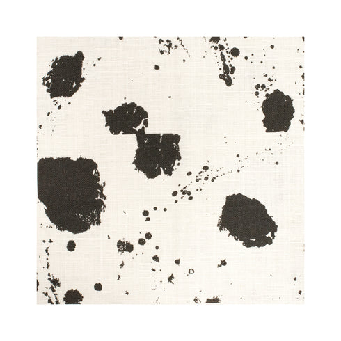 Splat Carbon black white cotton and oyster linen fabric - Kerri Rosenthal