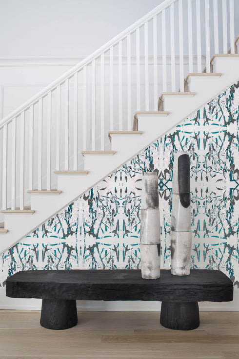 High quality White ground with green brown tell me why Lla mer wallpaper by Kerri Rosenthal - designer wall paper