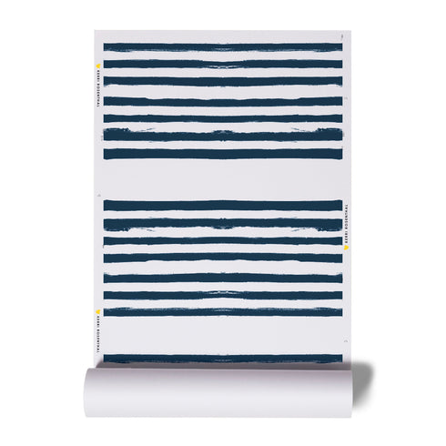 High quality Indigo blue stripe on stripe eco friendly wallpaper by kerri rosenthal - designer wall paper