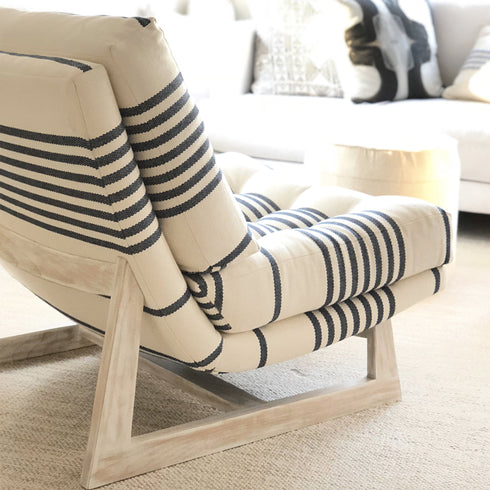 Stripe On Stripe Carbon black Oversized Armless Romeo Accent Chair by Kerri Rosenthal
