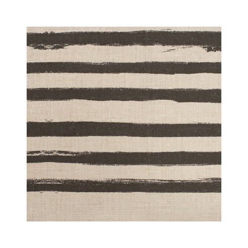 Stripe on Stripe Carbon Linen Fabric - irregular stripes black and natural beige off white designer home fabrics by Kerri Rosenthal