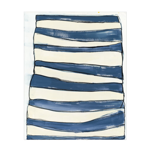 Summer Stripes Blueberry Wall Art Print living room modern contemporary blue, white, black original artwork by Kerri Rosenthal