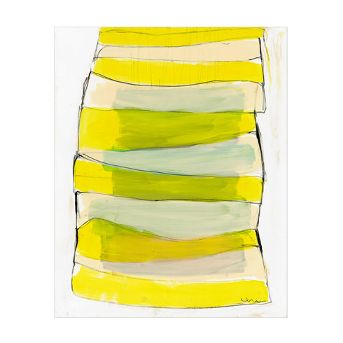Yellow Summer Stripes Limone Art Print - Original wall artwork by Kerri Rosenthal