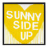 Sunny Side Up Drippy Heart yellow white word art print by Kerri Rosenthal - Unique artwork for living room wall decor