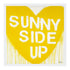 Sunny Side Up Drippy Heart yellow white word art print by Kerri Rosenthal - Unique artwork for living room wall decor