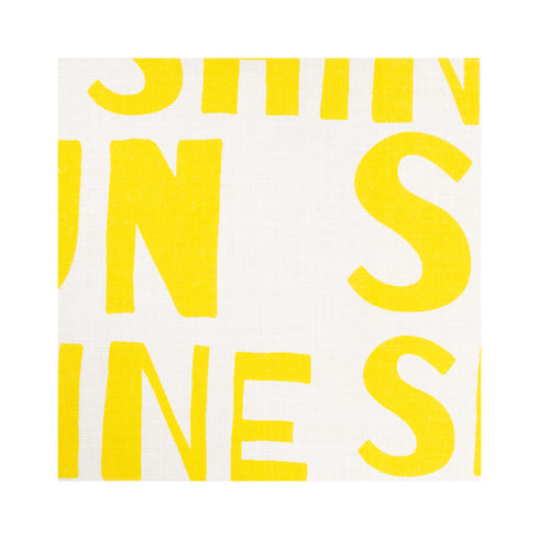 Sunshine yellow white cotton and oyster linen fabric - Kerri Rosenthal
