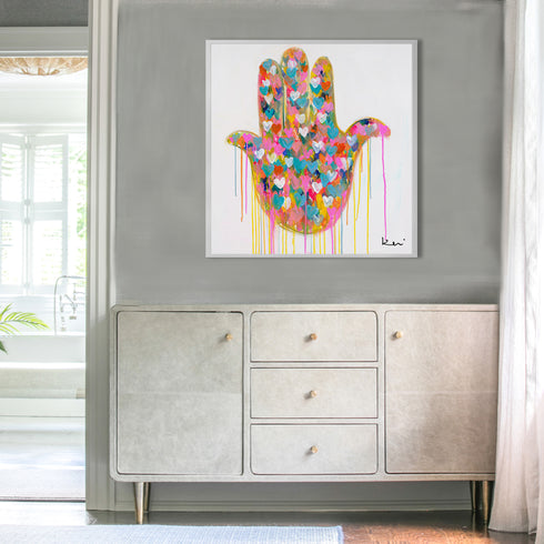 Super Duper Hamsa colorful art print by Kerri Rosenthal - Unique artwork for living room wall decor
