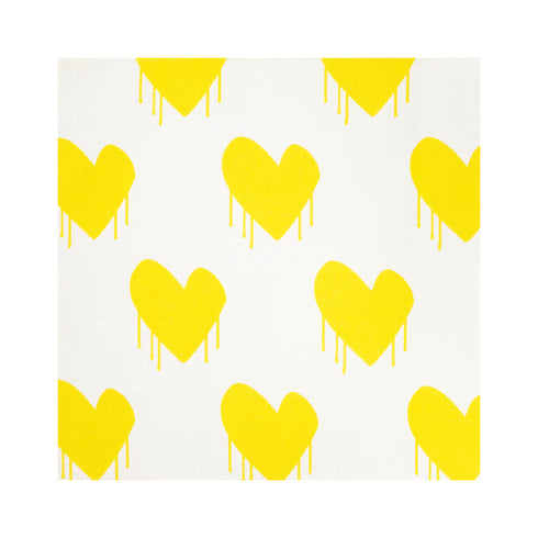 Sweethearts Sunshine yellow white cotton and oyster linen fabric - Kerri Rosenthal