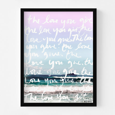 Sand + Soul Sunset word art print by Kerri Rosenthal - Unique artwork for living room wall decor