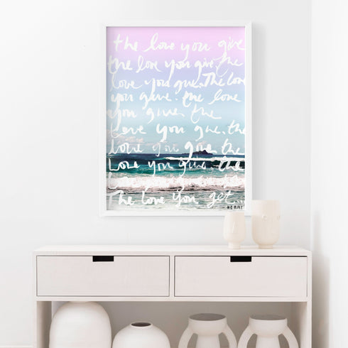 Sand + Soul Sunset word art print by Kerri Rosenthal - Unique artwork for living room wall decor