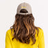 Sand khaki baseball hat sunshine yellow heart patch - cute baseball hats for women by Kerri Rosenthal