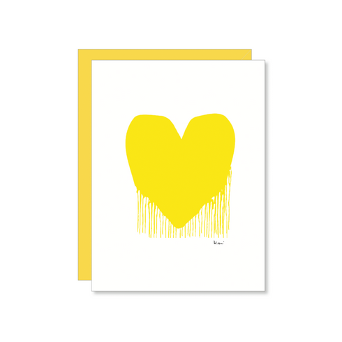 Drippy yellow white heart greeting card