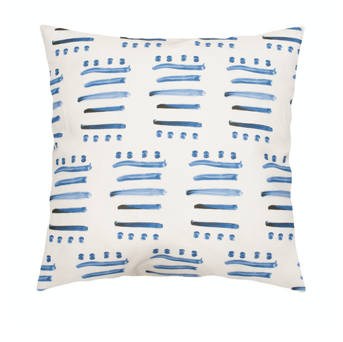 White ground with indigo blue stripes cute decorative throw pillows by Kerri Rosenthal