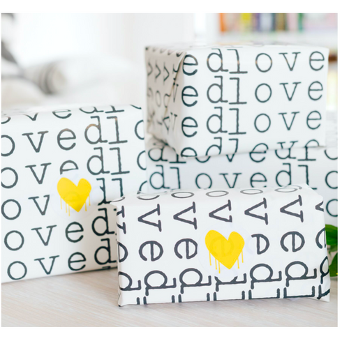 Loved Gift Wrap Roll Black & White - gift wrapping by Kerri Rosenthal