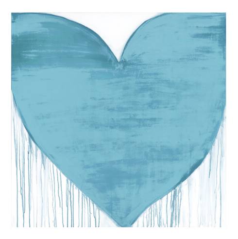 Oceans Of Love Drippy Heart blue art print by Kerri Rosenthal - Unique artwork for living room wall decor