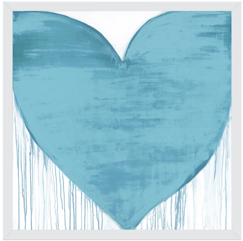 Oceans Of Love Drippy Heart blue art print by Kerri Rosenthal - Unique artwork for living room wall decor