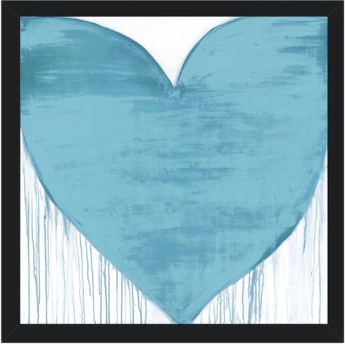 Oceans Of Love Drippy Heart blue art print by Kerri Rosenthal - Unique artwork for living room wall decor