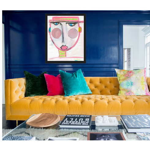 Tiki Cheeky Art Print - Living room original contemporary modern artwork by Kerri Rosenthal