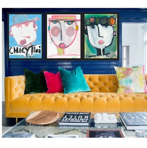 Colorful multi Tiki original art series with Tina Art Print wall artwork by Kerri Rosenthal