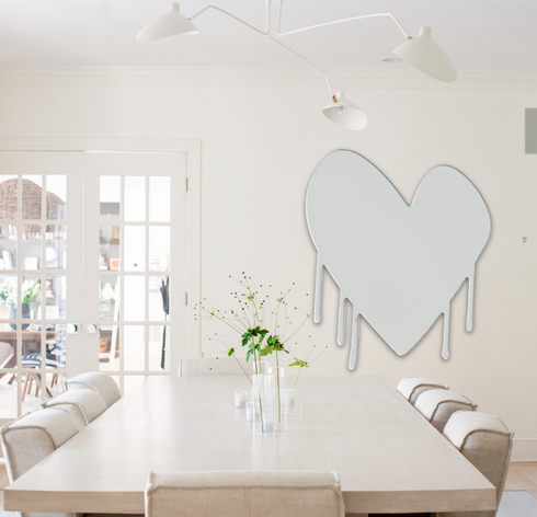 Drippy Heart Grey Cut-Out Artwork (Dove) by Kerri Rosenthal - Unique artwork decor