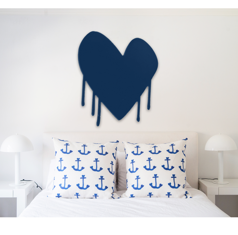 Drippy Heart Cut-Out Artwork Indigo blue by Kerri Rosenthal - Unique artwork decor